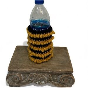 Crochet Coozie Black And Gold Handmade Handcrafted Koozie NEW